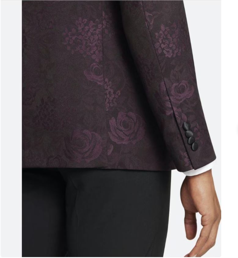 Men's Egara Red Wine Slim Fit Shawl Lapel Dinner Jacket