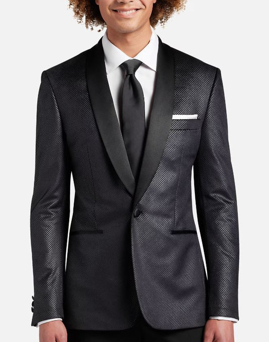 Mens Egara Gunmetal Black Slim Fit Tuxedo Jacket